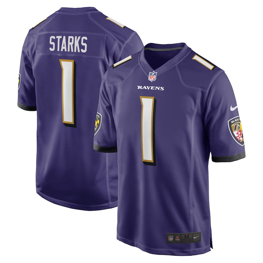 Malaki Starks 1 Baltimore Ravens 2025 Draft First Round Pick No. 27 Game Men Jersey - Purple