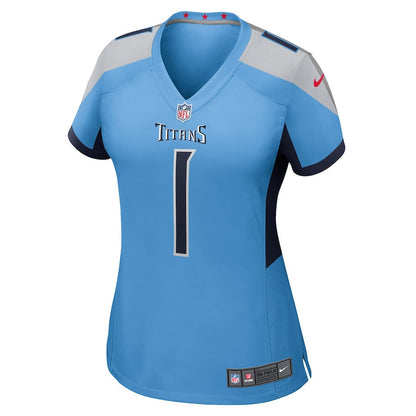Cameron Ward 1 Tennessee Titans Women's 2025 Draft First Round Pick Game Jersey - Light Blue