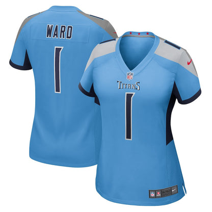 Cameron Ward 1 Tennessee Titans Women's 2025 Draft First Round Pick Game Jersey - Light Blue