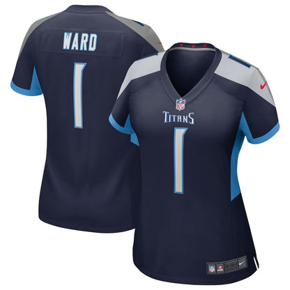 Cameron Ward 1 Tennessee Titans Women's 2025 Draft First Round Pick Alternate Game Jersey - Navy