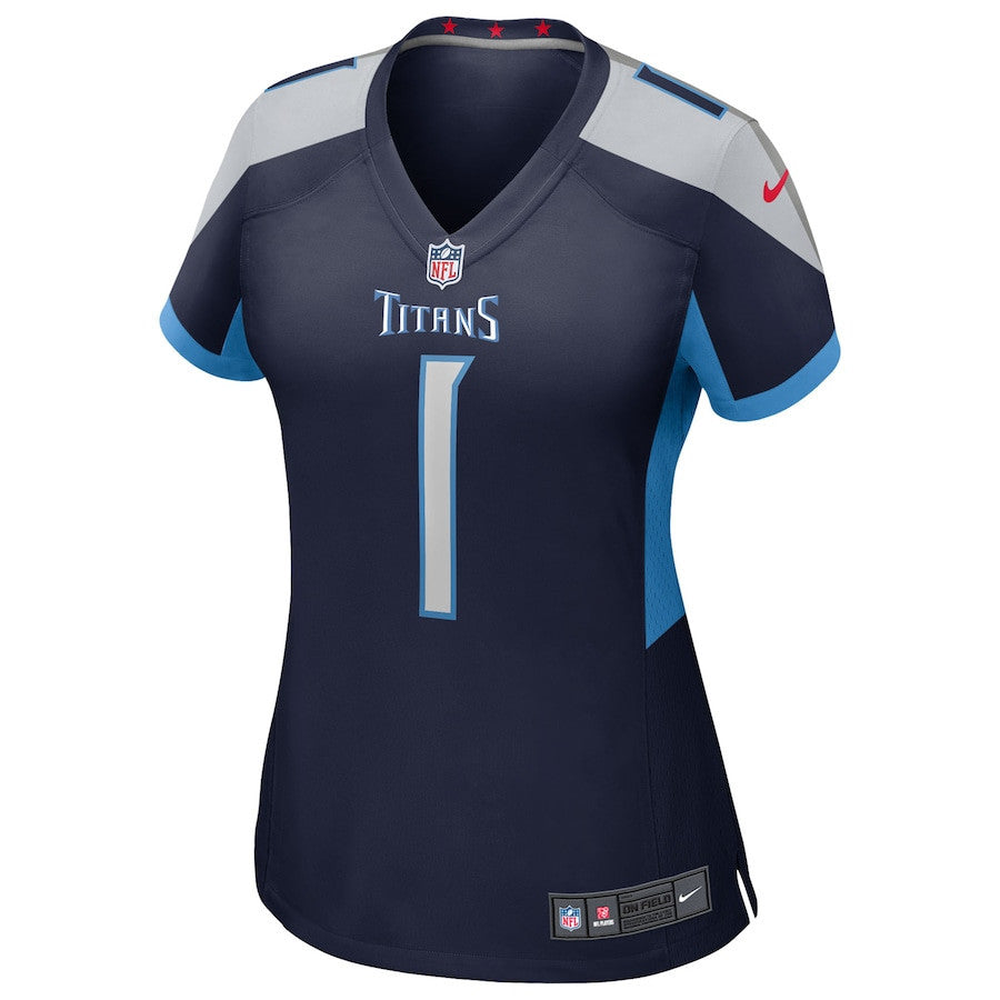 Cameron Ward 1 Tennessee Titans Women's 2025 Draft First Round Pick Alternate Game Jersey - Navy