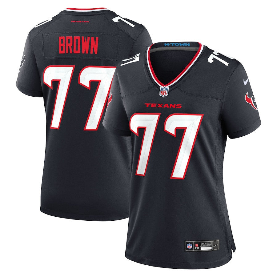 Trenton Brown 77 Houston Texans Women's Team Game Jersey - Navy