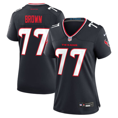 Trenton Brown 77 Houston Texans Women's Team Game Jersey - Navy