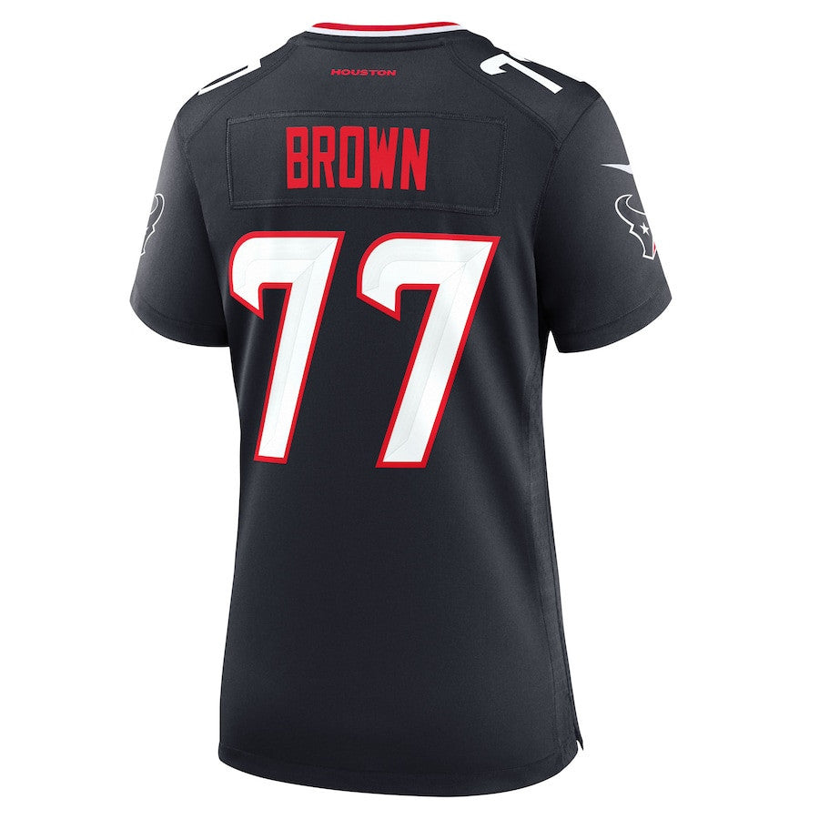 Trenton Brown 77 Houston Texans Women's Team Game Jersey - Navy