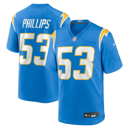 Del'Shawn Phillips 53 Los Angeles Chargers Team Game Men Jersey - Powder Blue