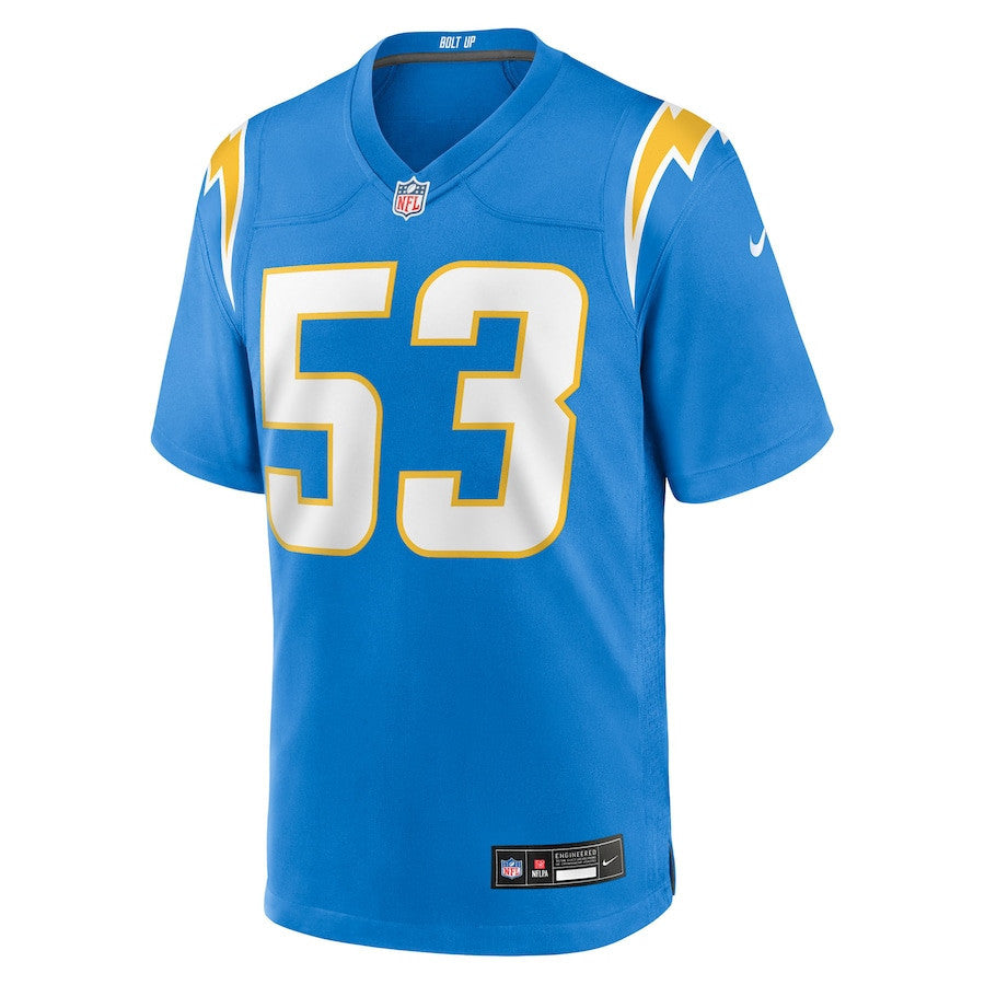 Del'Shawn Phillips 53 Los Angeles Chargers Team Game Men Jersey - Powder Blue