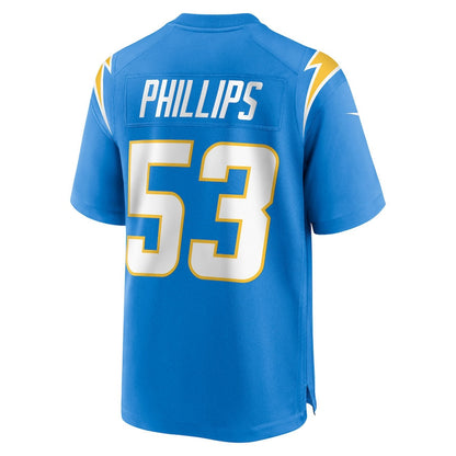 Del'Shawn Phillips 53 Los Angeles Chargers Team Game Men Jersey - Powder Blue