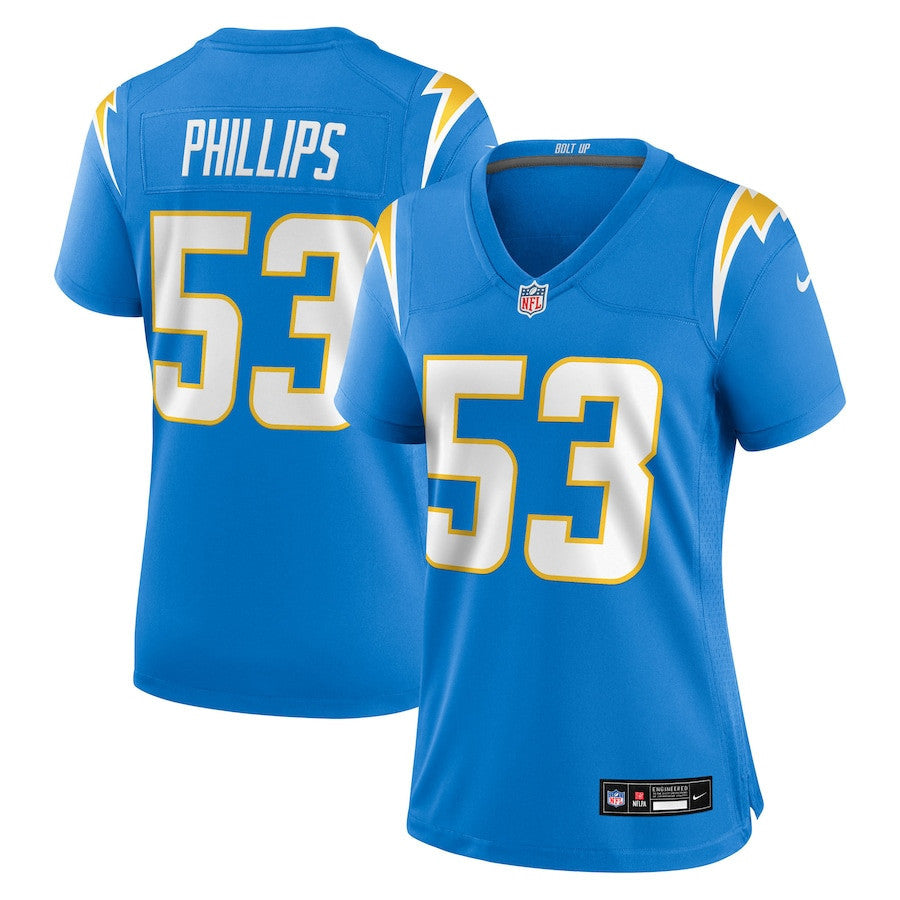 Del'Shawn Phillips 53 Los Angeles Chargers Women's Team Game Jersey - Powder Blue