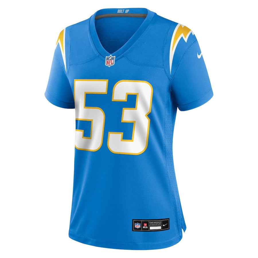 Del'Shawn Phillips 53 Los Angeles Chargers Women's Team Game Jersey - Powder Blue