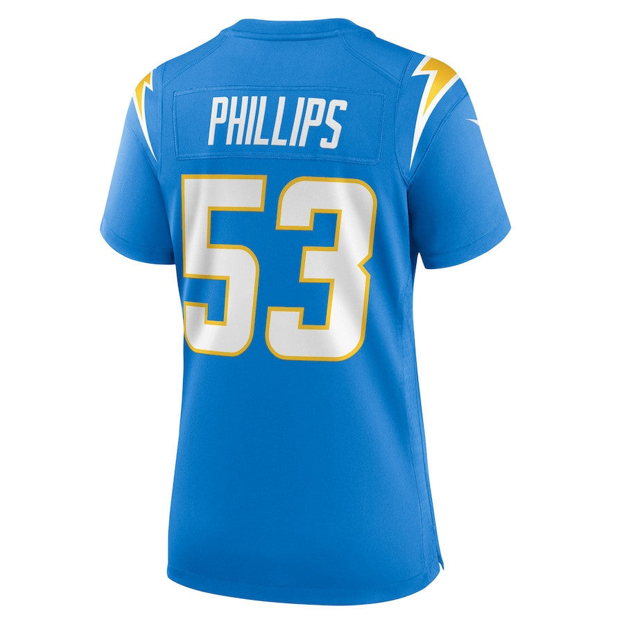 Del'Shawn Phillips 53 Los Angeles Chargers Women's Team Game Jersey - Powder Blue