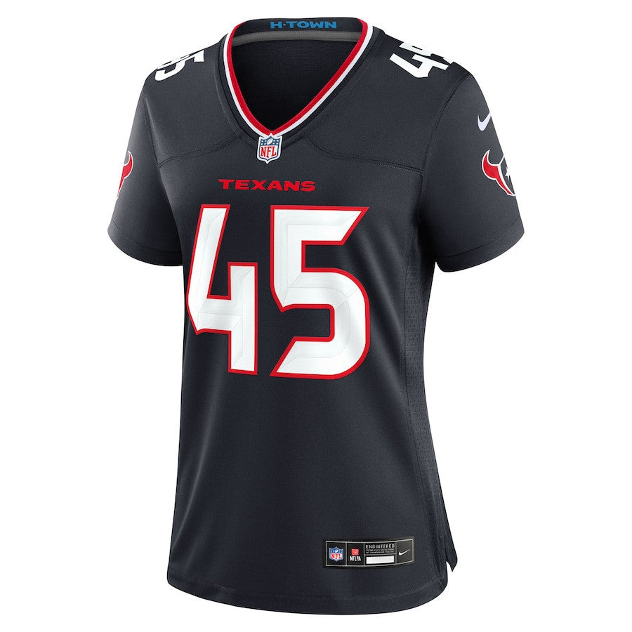 Jakob Johnson 45 Houston Texans Women's Team Game Jersey - Navy