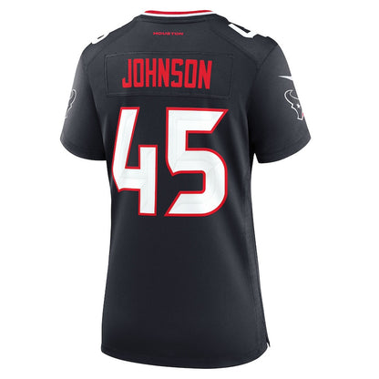 Jakob Johnson 45 Houston Texans Women's Team Game Jersey - Navy
