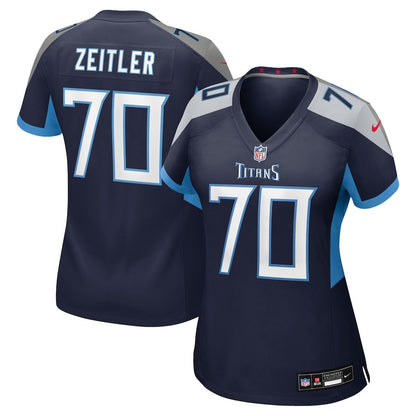 Kevin Zeitler 70 Tennessee Titans Women's Team Game Jersey - Navy