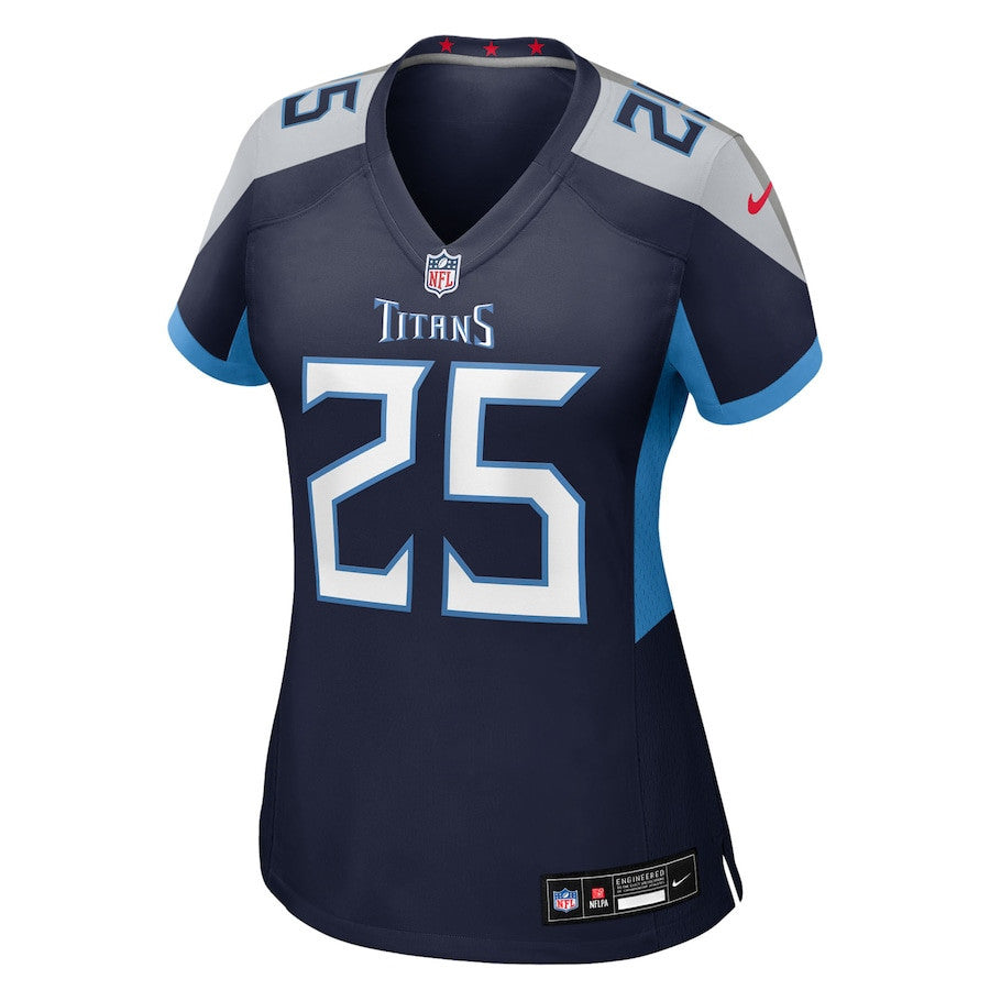 Xavier Woods 25 Tennessee Titans Women's Team Game Jersey - Navy