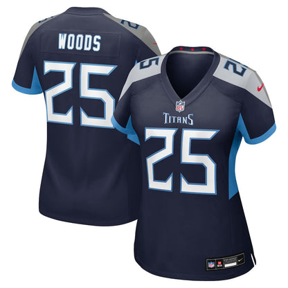 Xavier Woods 25 Tennessee Titans Women's Team Game Jersey - Navy
