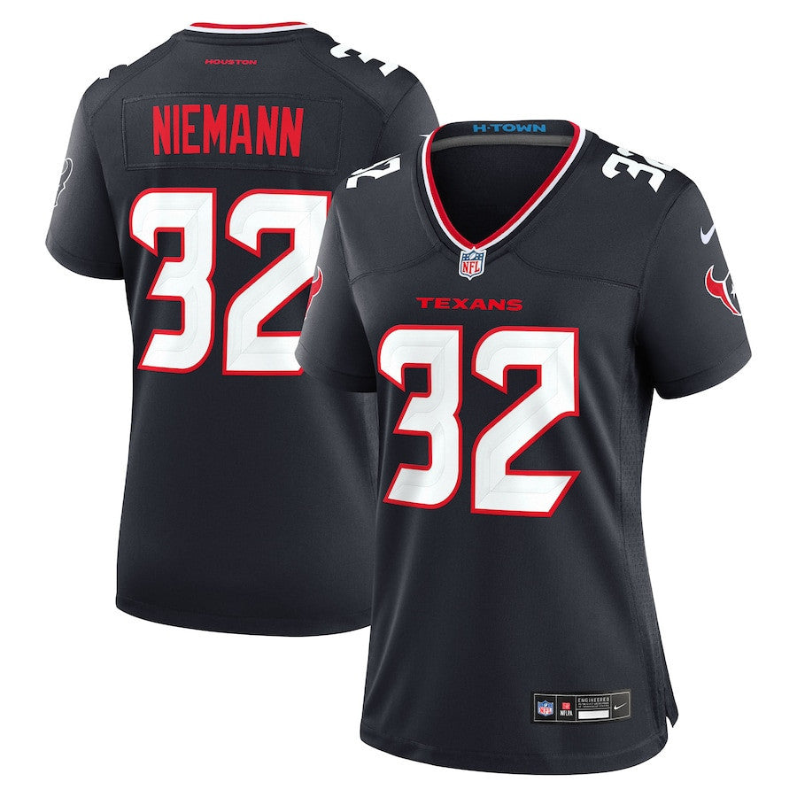 Nick Niemann 32 Houston Texans Women's Team Game Jersey - Navy