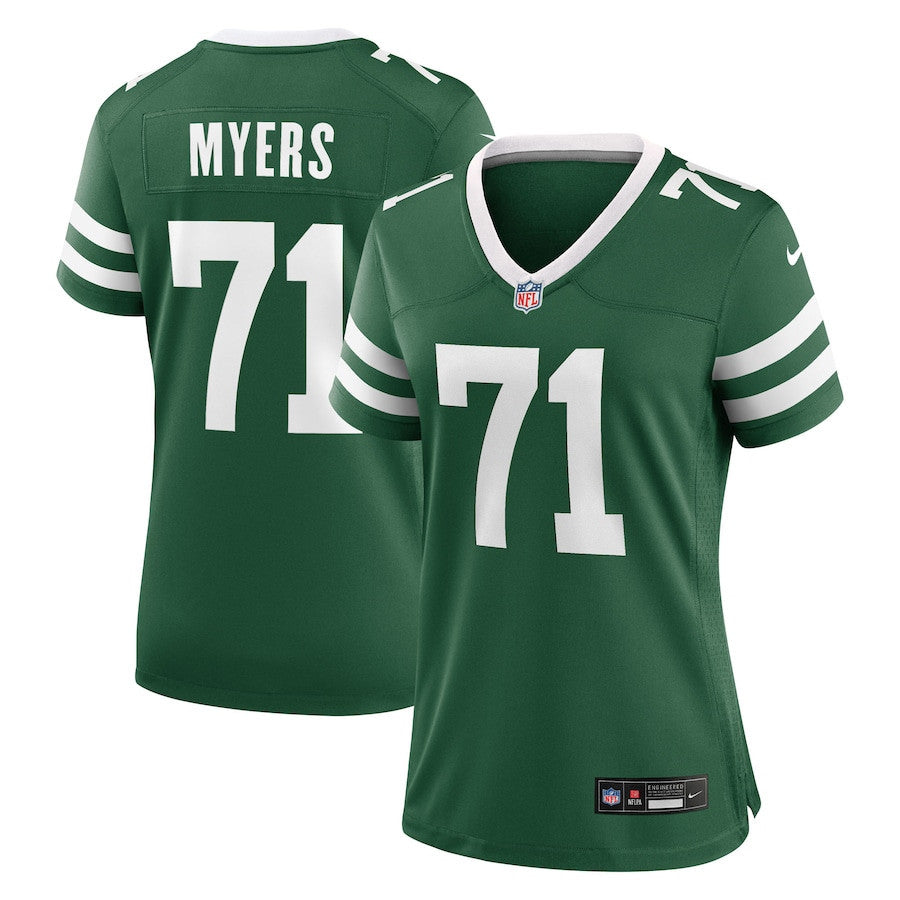 Josh Myers 71 New York Jets Women's Team Game Jersey - Legacy Green