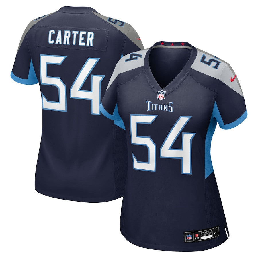 Lorenzo Carter 54 Tennessee Titans Women's Team Game Jersey - Navy