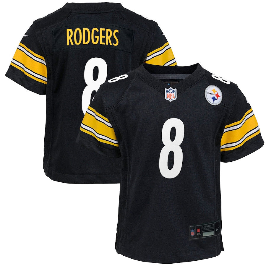 Aaron Rodgers 8 Pittsburgh Steelers YOUTH Game Jersey - Black