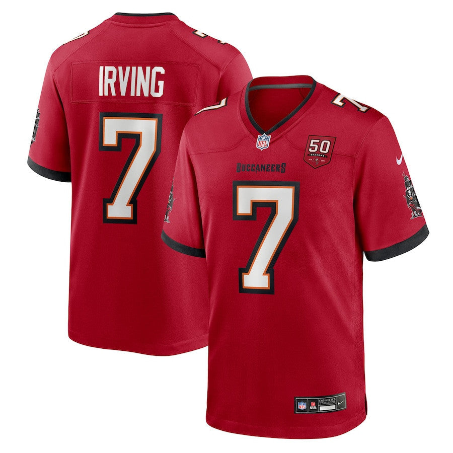 Bucky Irving 7 Tampa Bay Buccaneers 50th Anniversary Game Men Jersey - Red