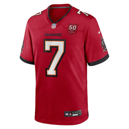Bucky Irving 7 Tampa Bay Buccaneers 50th Anniversary Game Men Jersey - Red