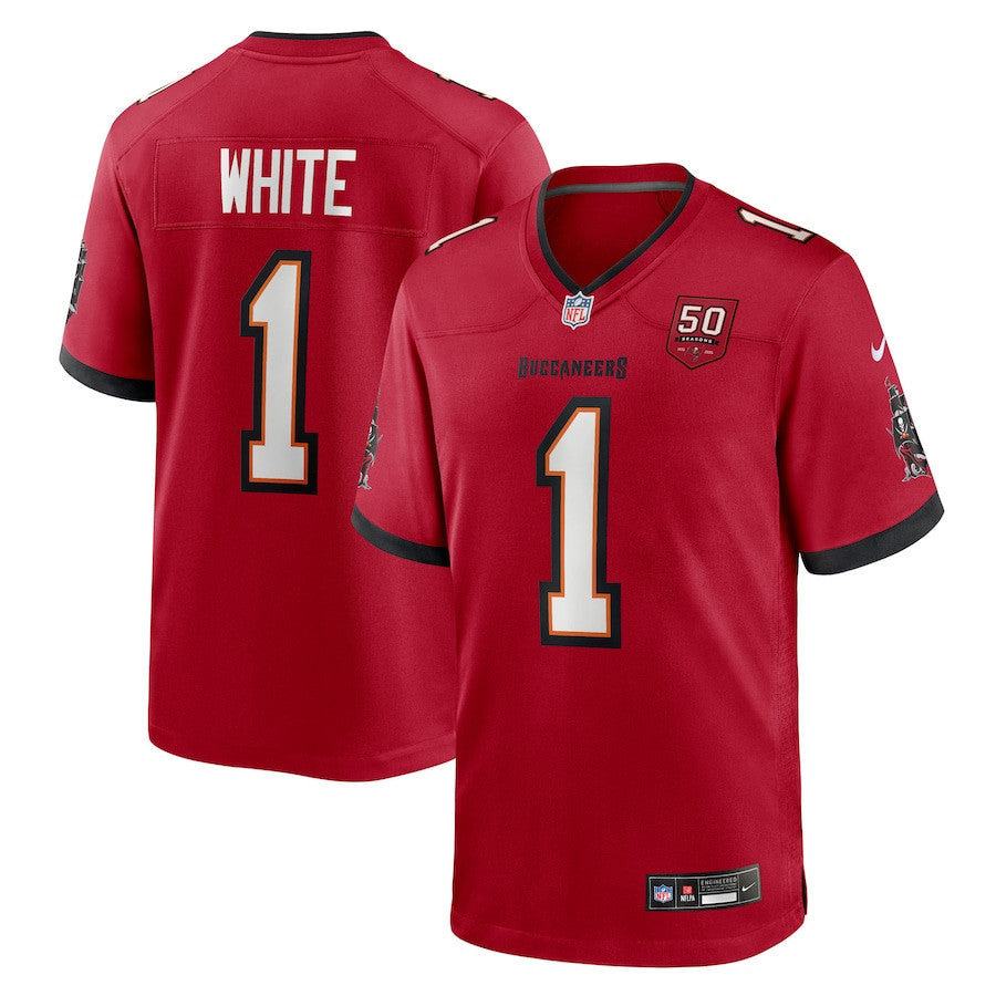 Rachaad White 1 Tampa Bay Buccaneers 50th Anniversary Game Men Jersey - Red