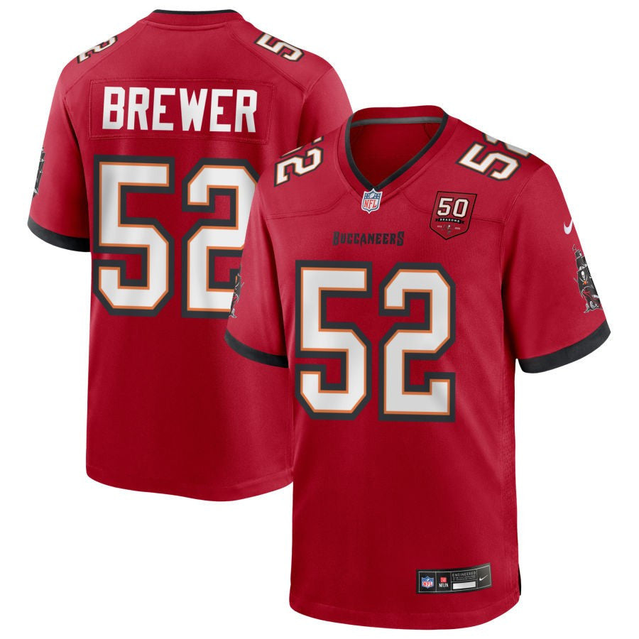 C.J. Brewer 52 Tampa Bay Buccaneers 50th Anniversary Game Men Jersey - Red
