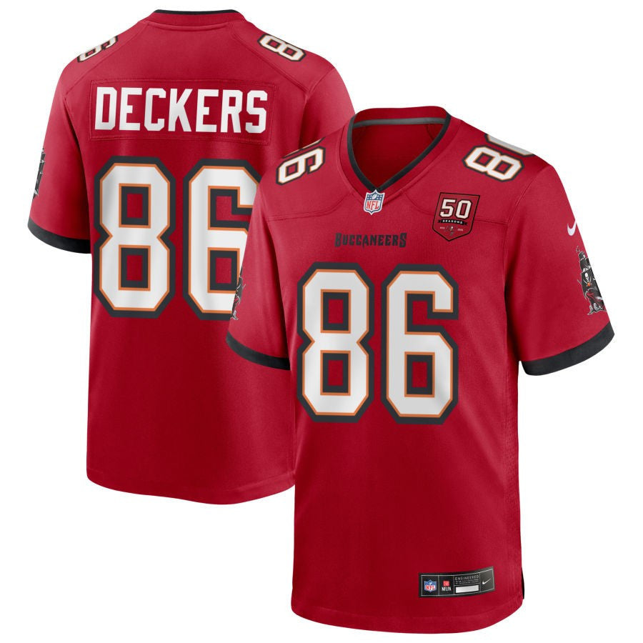 Evan Deckers 86 Tampa Bay Buccaneers 50th Anniversary Game Men Jersey - Red