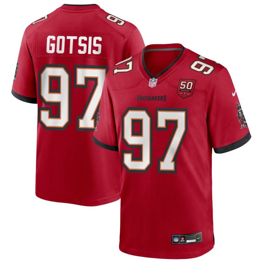 Adam Gotsis 97 Tampa Bay Buccaneers 50th Anniversary Game Men Jersey - Red