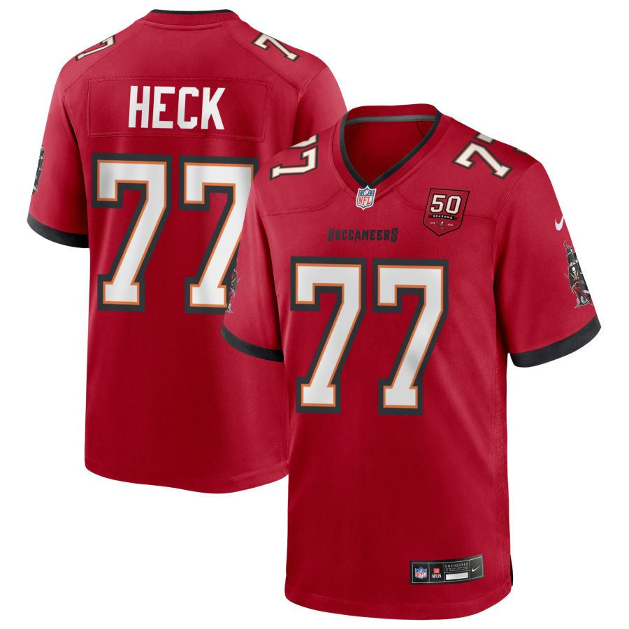 Charlie Heck 77 Tampa Bay Buccaneers 50th Anniversary Game Men Jersey - Red