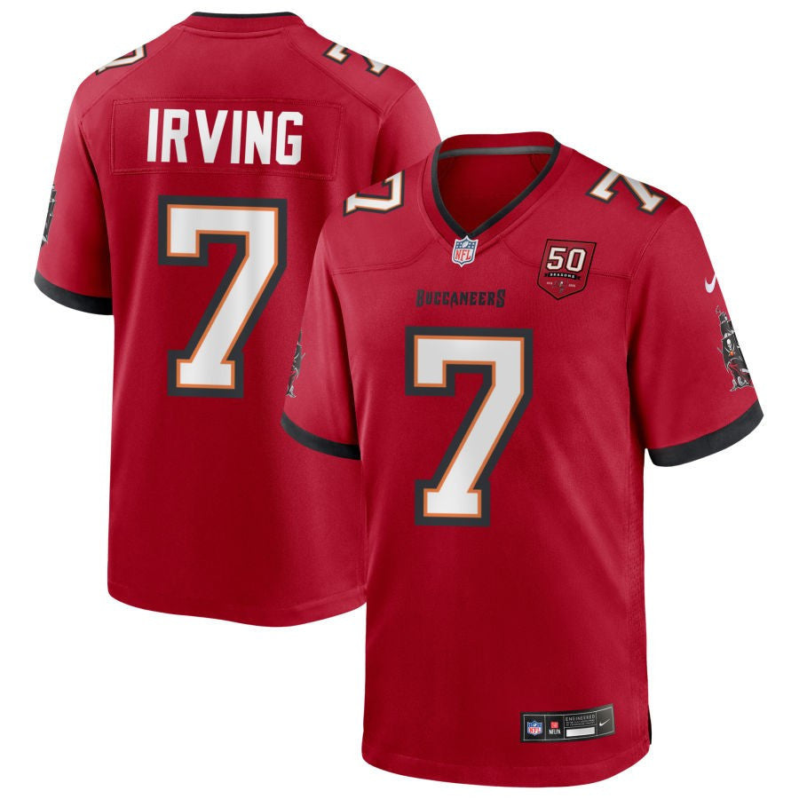 Bucky Irving 7 Tampa Bay Buccaneers 50th Anniversary Game Men Jersey - Red