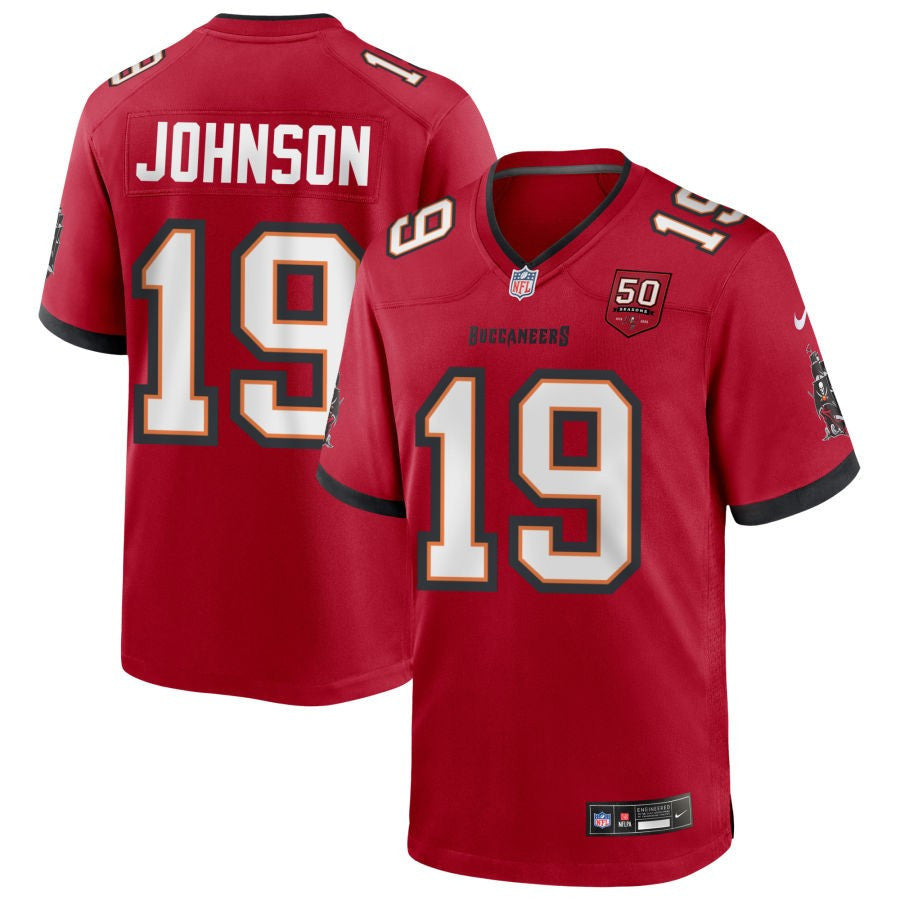 Kameron Johnson 19 Tampa Bay Buccaneers 50th Anniversary Game Men Jersey - Red
