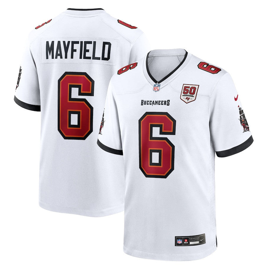 Baker Mayfield 6 Tampa Bay Buccaneers 50th Anniversary Game Men Jersey - White