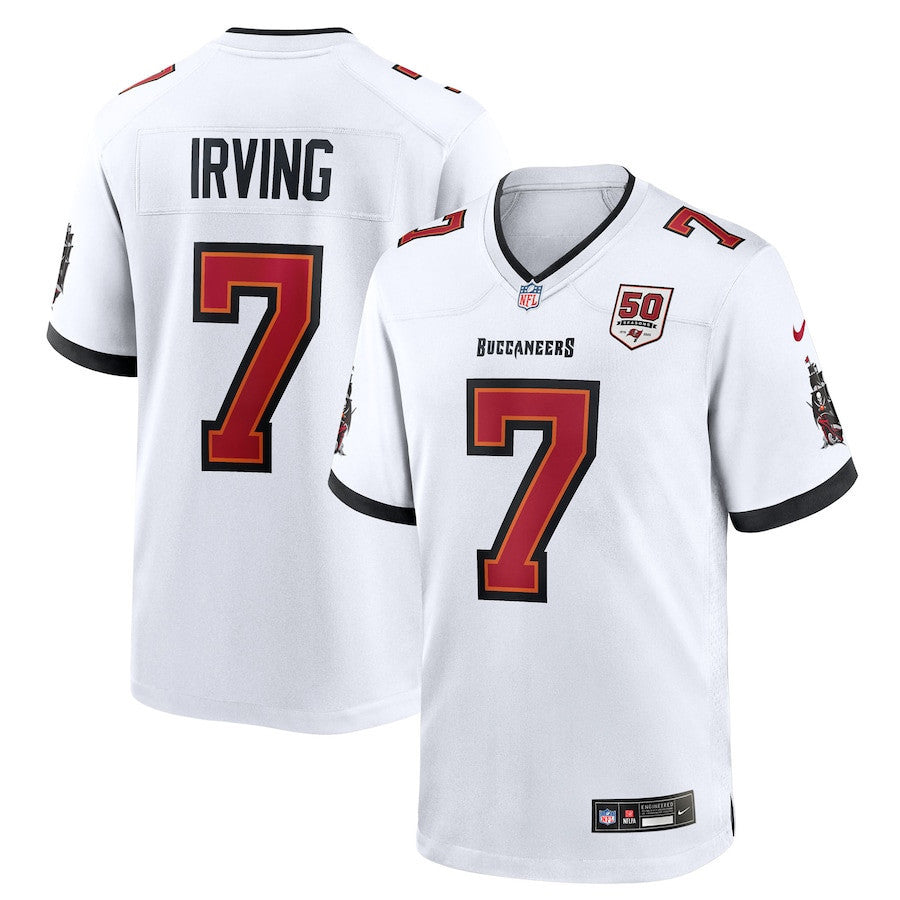 Bucky Irving 7 Tampa Bay Buccaneers 50th Anniversary Game Men Jersey - White