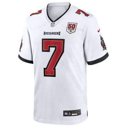 Bucky Irving 7 Tampa Bay Buccaneers 50th Anniversary Game Men Jersey - White