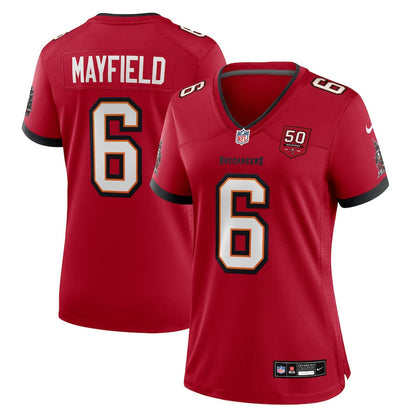 Baker Mayfield 6 Tampa Bay Buccaneers Women's 50th Anniversary Game Jersey - Red