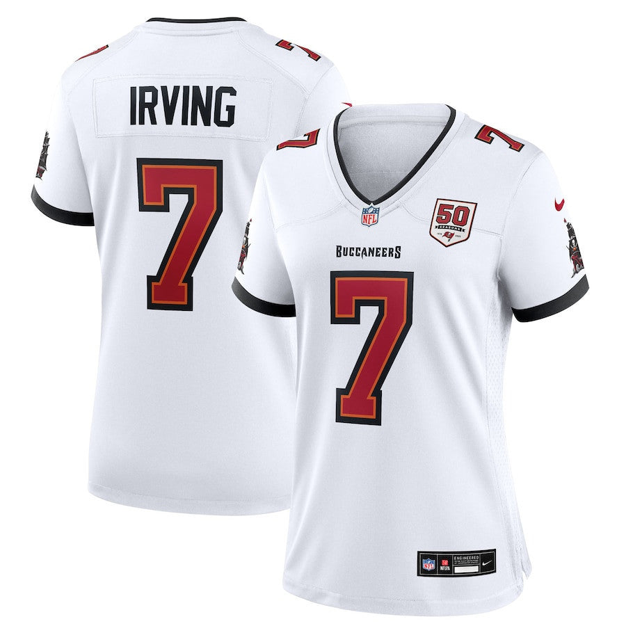 Bucky Irving 7 Tampa Bay Buccaneers Women's 50th Anniversary Game Jersey - White