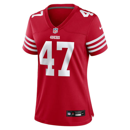 Bryce Huff 47 San Francisco 49ers Women's Team Game Jersey - Scarlet