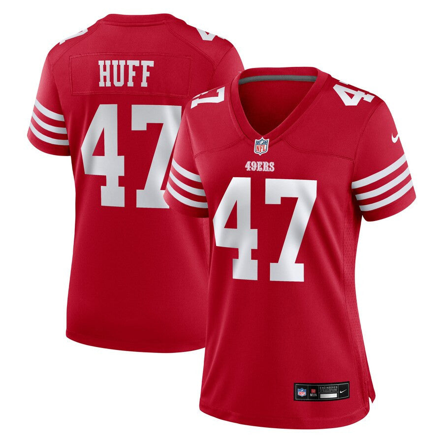 Bryce Huff 47 San Francisco 49ers Women's Team Game Jersey - Scarlet