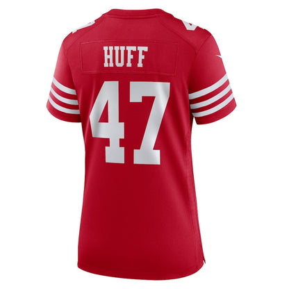 Bryce Huff 47 San Francisco 49ers Women's Team Game Jersey - Scarlet