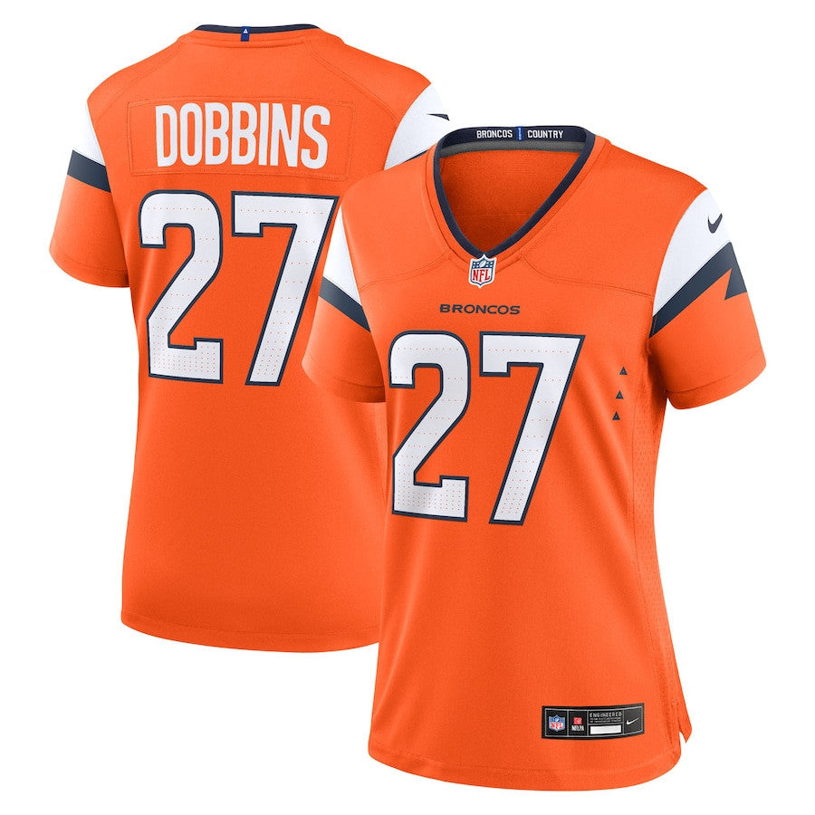 J.K. Dobbins 27 Denver Broncos Women's Team Game Jersey - Orange