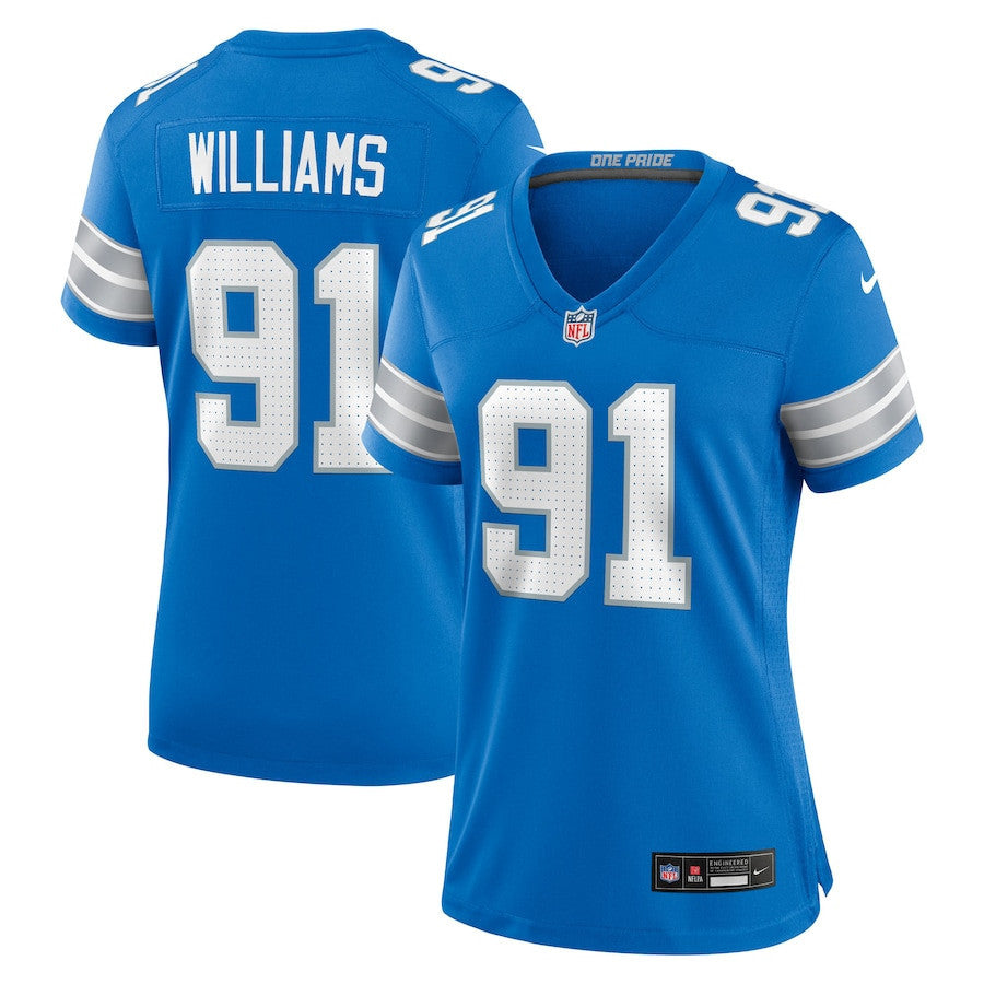 Tyleik Williams 91 Detroit Lions Women's Team Game Jersey - Blue