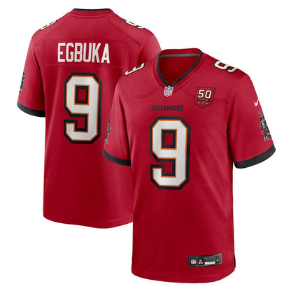 Emeka Egbuka 9 Tampa Bay Buccaneers Team 50th Season Patch Game Men Jersey - Red