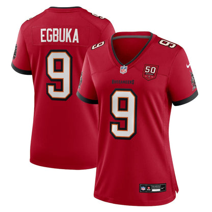 Emeka Egbuka 9 Tampa Bay Buccaneers Women's Team 50th Season Patch Game Jersey - Red