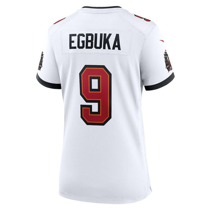 Emeka Egbuka 9 Tampa Bay Buccaneers Women's 50th Season Patch Game Jersey - White