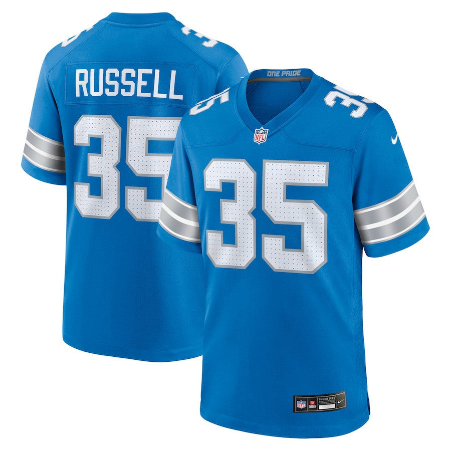 Tyson Russell 35 Detroit Lions Team Game Men Jersey - Blue
