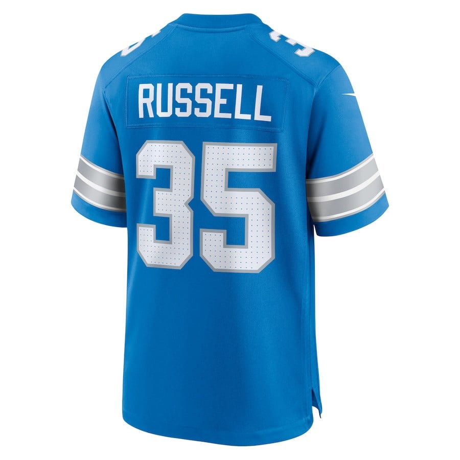 Tyson Russell 35 Detroit Lions Team Game Men Jersey - Blue