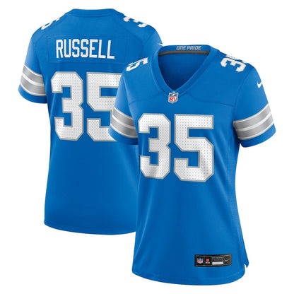 Tyson Russell 35 Detroit Lions Women's Team Game Jersey - Blue
