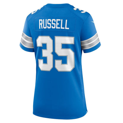 Tyson Russell 35 Detroit Lions Women's Team Game Jersey - Blue
