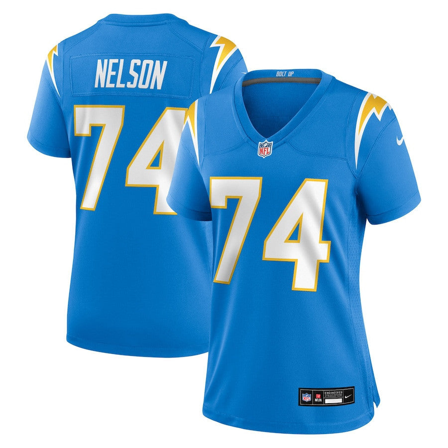 Ryan Nelson 74 Los Angeles Chargers Women's Team Game Jersey - Powder Blue